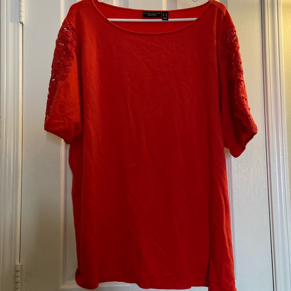 Knit Top w/ Crochet Sleeves